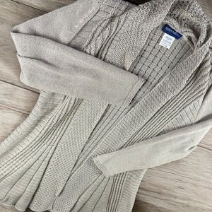 Vintage Splendor Cardigan Women M Canada Knit Sweater Open Front Blend Long